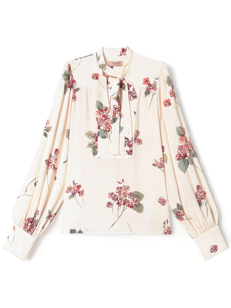 Blusa in crêpe a fiori-Twinset-Camicie-Vittorio Citro Boutique