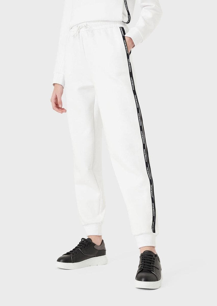 EMPORIO ARMANI - Pantaloni jogger in double jersey con tape logo e zip laterale - Vittorio Citro Boutique